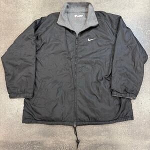 Vintage 90s Nike Fleece Lined Windbreaker Jacket Black Mens XXL Streetwear Y2K
